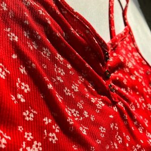 Red Tank Top w/ White Flowers